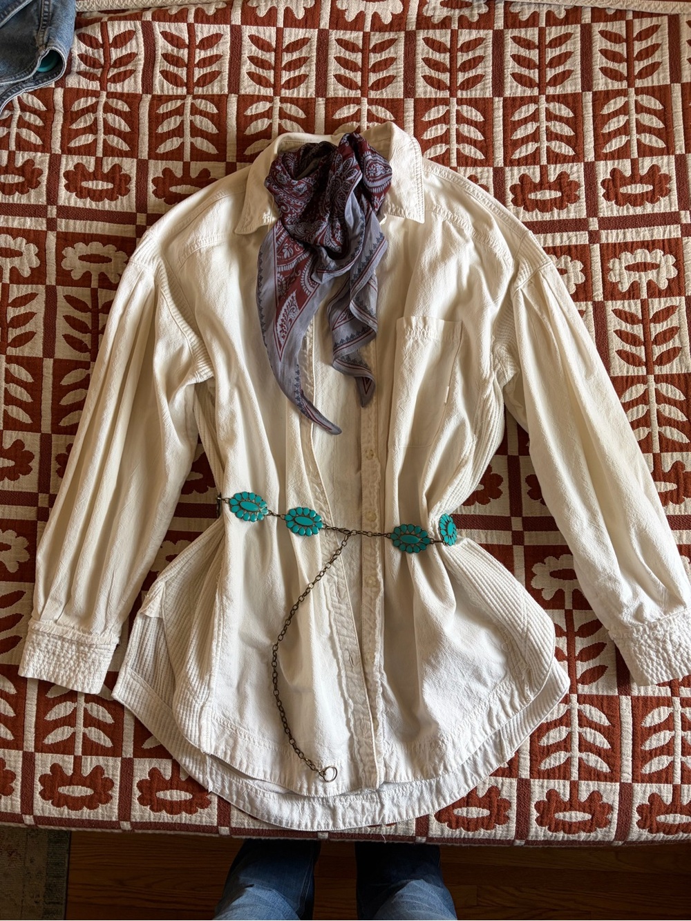 Free People white cotton oversized button down top